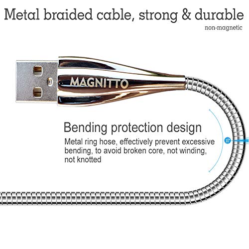 Магнитен метална оплетка кабел, USB - кабел за зареждане, Неръждаема стомана, здрав и Издръжлив тел, без entanglements,