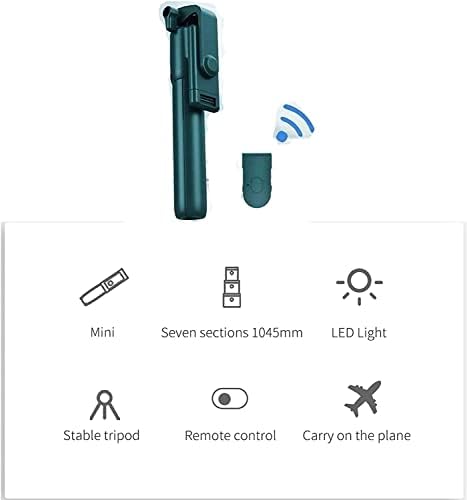 6 in 1 Wireless Bluetooth Selfie Stick - Extendable Selfie Stick Wireless Bluetooth Foldable Mini Tripod with Fill Light