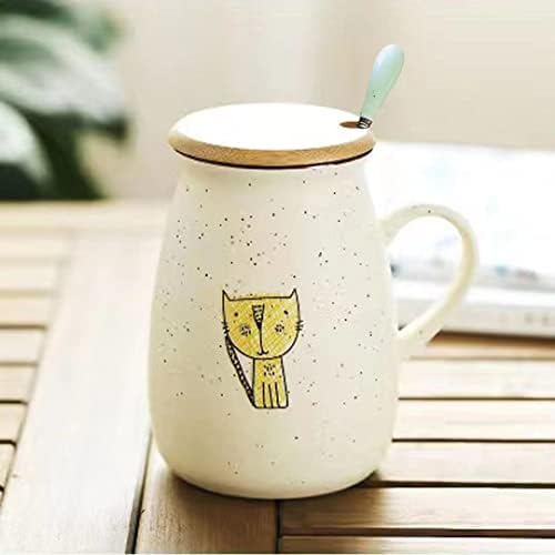 Сладък котка керамична чаша за кафе, чаша с капак и лъжица, се използва за насипни листа от чай, какао, чаени чаши, офис