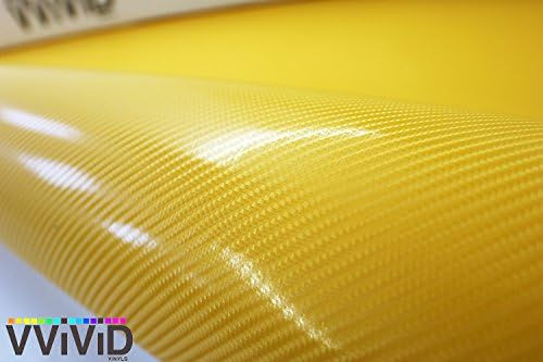 Жълто Въглеродни Влакна 60 см x 160 См Балон и Безвоздушная Автомобили Обвивка Лят Винил Ролка 3MIL-VViViD8