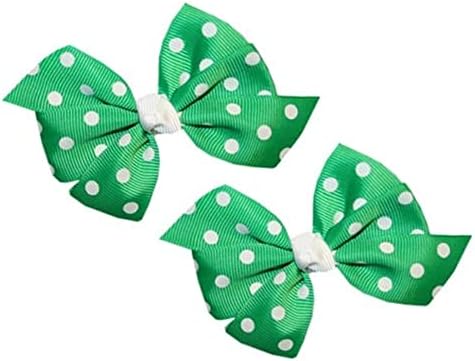 За Момичета Комплект от 2 Зелени и Бели Точки St Patricks Hair Bows Alligator Clips доставчик за Домашен Декор