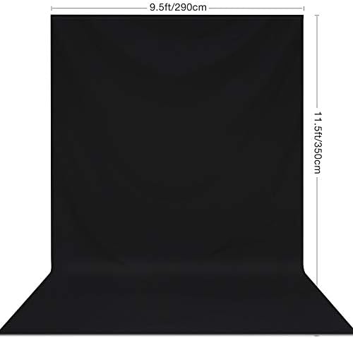 Yesker 9.5x11.5 ft Черно Муслиновый Фон, Фон за фото студио,Сгъваем Екран с Висока Плътност за Видеозаснемане Фотография
