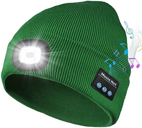 Bluetooth Beanie Шапка with Light, Унисекс LED Cap Headphones with Built-in Stereo Speakers & Mic, Tech Gift for Men Women