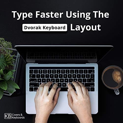KB Covers Dvorak Keyboard Cover е Съвместим с 13 и 15 MacBook Pro w Touch Bar (+) | Ultra Thin Water Dust & Dirt Resistant