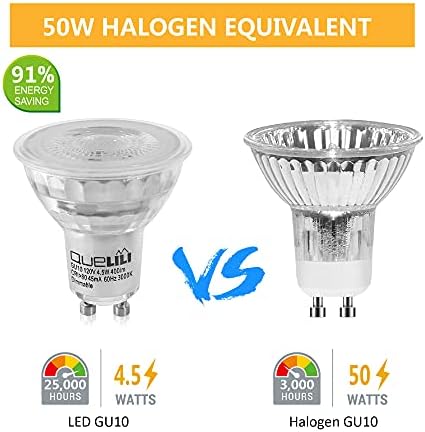 GU10 Dimmable LED Bulbs, 50W Прожектор Halogen Lamps Equivalent , MR16 Full Glass Cover Reflector, 4.5 W 400lm 3000k Warm