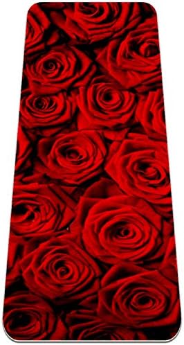Unicey Love Red Rose Цветя Модел килимче за Йога Дебели Нескользящие Постелки за Йога за Жени и Момичета, Подложка За