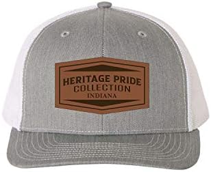 Heritage Pride Хедър Сиво-Бяла Кожена Нашивка с Лазерно Гравирани State Pride Шапка