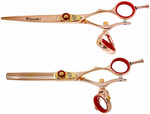 Ножици за коса Kissaki Gokatana 6.0 инча и Kanagawa 30 зъб Розово Злато R Титан Двоен Ротационен Ножици За Подстригване