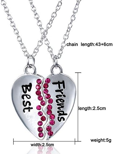 TenDollar Women Fashion Accessories Best Friends Pendant Necklace Rose Кристал 2 Parts By TenDollar