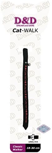 D&D Classic Cat Walk Collar Уокър с неопреном и стандартна ключалка, 18-30 см, черно-червено