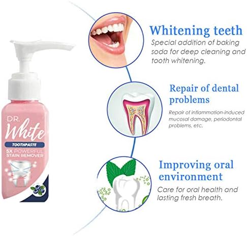 Dr. White Премахване на Петна от Паста за зъби за Избелване на Зъбите Орални Зъбни Петна, Незабавно Освежаване на Натурална