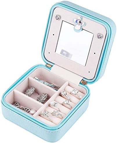 RIRO Small Travel Jewelry Box for Women Girls, Portable Jewelry Organizer Display Case for Storage Earring Ring Necklace