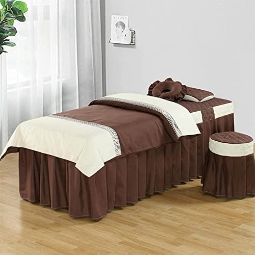 HJZHBSX 4-Piece Massage Table Sheet Set, Cotton Living Room Beauty Bed Cover Stain-Resistant Massage Table Skirt, Салон