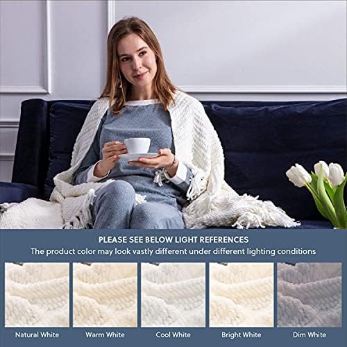 Bedsure Cream White Хвърли Blanket for Диван Knit Нетъкан Chenille Blanket for Universal Twin Bed , 60 x 80 см - Супер