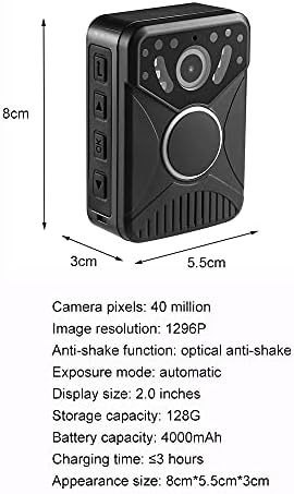 Предмети от бита 1296P HD Police Body Camera, 128G Memory, Portable Advanced Camera, Waterproof Body Video Recorder with