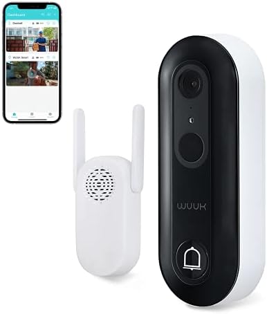 【2021 Актуализиран】 WUUK WiFi видео звънчева камера Безжична камера звънец с перезвоном Детекция на движение, нощно виждане, 2-лентов аудио,лесен за инсталиране, карта SD