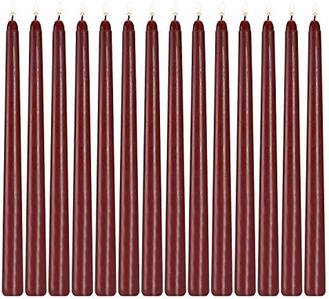 Howemon 14 Pack Тъмно-червени конусни свещи с височина 12 сантиметра дебелина 3/4 инча светят 10 часа (бордо)