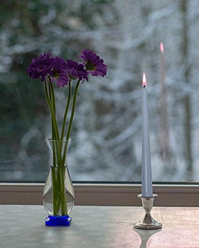Hyoola Tall Taper Candles - 10 Инчов Grey Blue Unscented Е Dripless Налива Taper Candles - 8 Hour Burn Time - 12 Pack