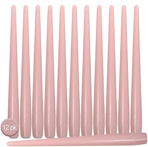 Hyoola Tall Taper Candles - 14 Инчов Light Pink Unscented Е Dripless Налива Taper Candles - 12 Hour Burn Time - 12 Pack