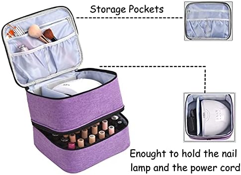 Чанта за носене на лак за нокти-с Капацитет 30 бутилки, Двухслойное съхранение на лак за нокти и калъф за сушилни за нокти(лилаво))