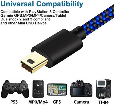 Mini USB Кабел Сплетен 6 ФУТА Тип A Мъжки към Mini-B Кабел за Данни кабел за зареждане Кабел за GoPro Hero 3+Sony PS3