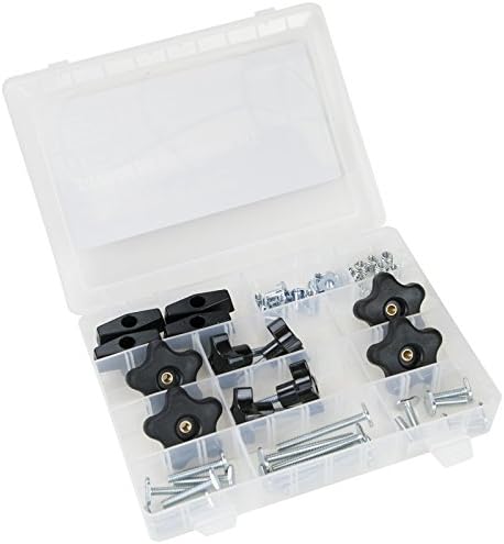 POWERTEC 71174 Jig and Fixture T-Track Hardware Kit w/Knobs and 5/16-18 Threads | 46 Piece Set
