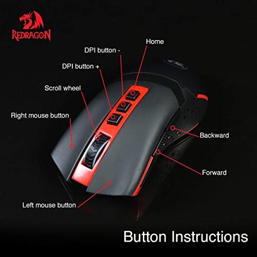 Redragon M692 Wireless Gaming Mouse RED LED Осветен MMO 9 Button Ambidextrous Програмируеми Cordless Компютърни Мишки,
