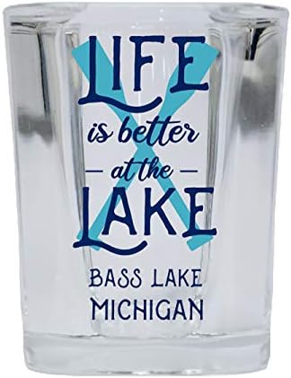 I Love Bass Lake Michigan Souvenir Е 2 Ounce Square Base Ликьор Shot Glass