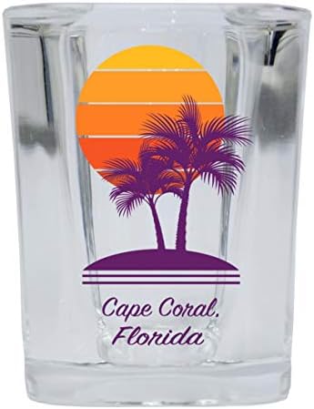 Cape Coral Florida Souvenir Е 2 Ounce Square Shot Glass Palm Design