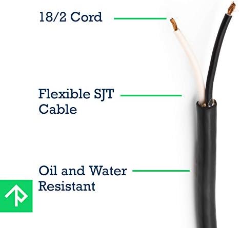 Сменяеми кабела на електрически инструменти SJT, 18 GA AWG, 2 Тел, 6 1/2 фута, 2 Клипса, с зачищенными двата края и гумена с ботинком