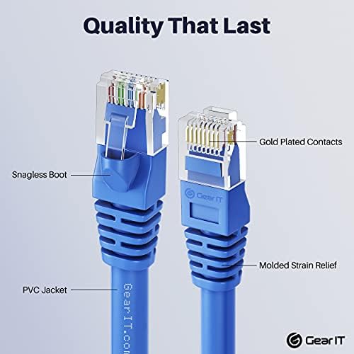 GearIT Cat 6 Ethernet Кабел 2 ft (24-Pack) - Cat6 кабел Пластир, Пач-кабел Cat 6, Cat6 Кабел, Кабел, Cat 6, Cat6 Кабел