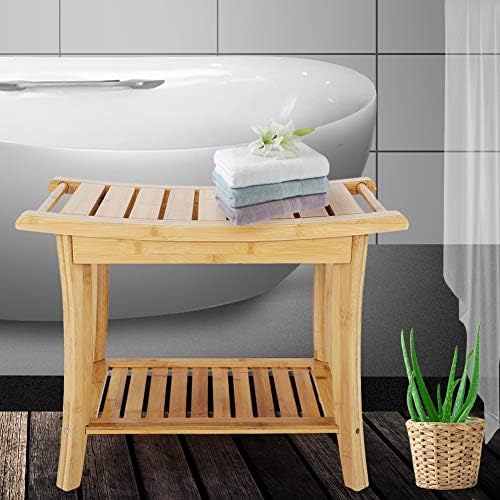 Стол За къпане - Естествен Бамбук Противоскользящее Седалка За душ Баня и Спа Вана Организатор Стол W/срок на съхранение,