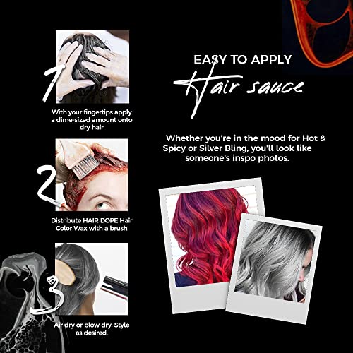 Временно восък за коса – Лесно, бързо се нанася интензивен цвят, трае до 48 часа (цвят: Hot & Spicy и Silver Bling) –
