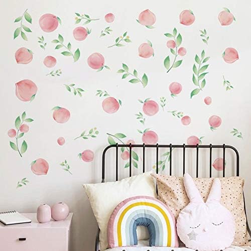 Runtoo Peach Wall Art Decals Fruit Floral Leaves Wall Stickers Спалня Living Room Nursery Kids Decor