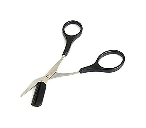 Ножици за Подстригване на веждите От Неръждаема стомана 1PCS Черни професионален с Пластмасов гребен(подвижни) на Вежди