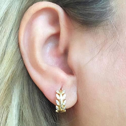 Dolland Leaf Small Circle Earrings Round Ring Shape Реколта Кристали Малки Обеци-Халки,Златни