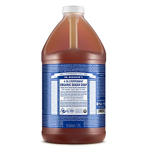 Dr. Brunner's - Органично захар сапун (мента, 64 унции) - Произведени от органични масла, захар и Шикакай на прах, 4-в-1