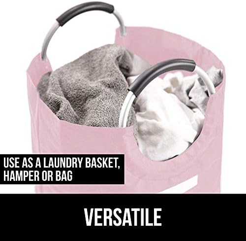 Gorilla Grip Кошница за дрехи и чанти за съхранение на дрехи, и двете в розов цвят, Кошница за дрехи с размер 17 L x 31