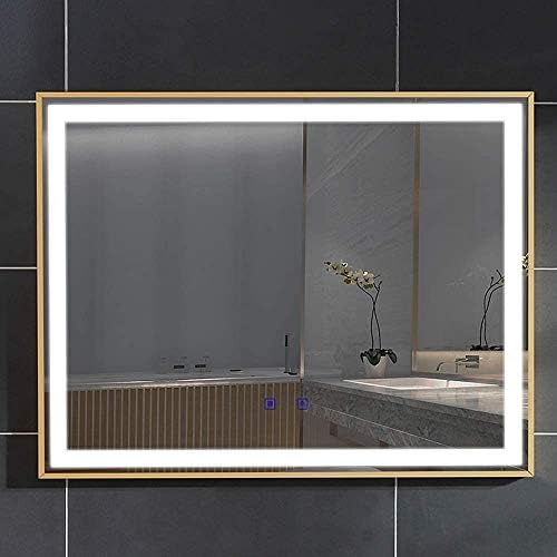 YAOJIA Bathroom Lighted Vanity Mirror Wall-Mounted Mirror Anti-Fog Bathroom Mirror with Aluminum Alloy Frame | Rectangle