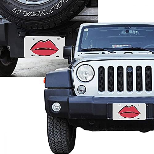 AOYEGO Lip License Plate Секси Red Woman Устни Уста Cosmetic Kiss Lipstick Car Tags Metal License Plate Cover Auto Frame
