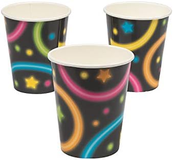Забавни Express - Neon Glow Party 9oz Cups for Birthday - Party Supplies - Print Tableware - Print Cups - Birthday - 8