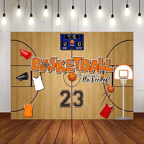 Арт-студио 7x5ft Баскетболно Тема Снимки Декори Баскетбол Спорт Момче Децата Рожден Ден Снимка Фон Звезда Джърси 23 Номер