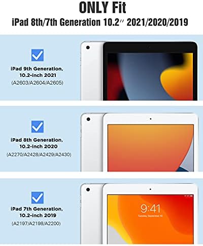 TiMOVO Калъф за Новия iPad от 9-то поколение 2021/8-то поколение 2020/7-то поколение 2019, 90 Градуса Въртяща се Поставка Кожен Защитен Калъф, Умен Отточна тръба на шарнирна връзка