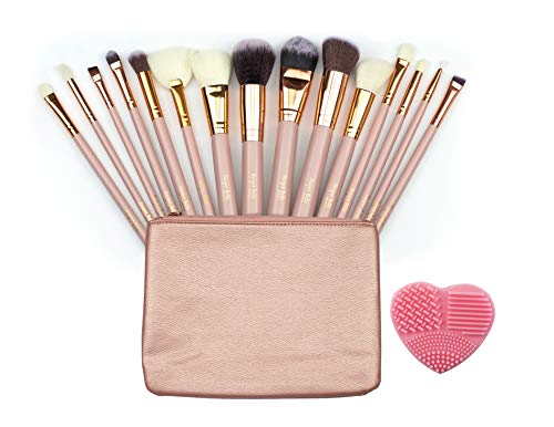 Харпър Belle Beauty 15pcs Professional Makeup Brush Set + Heart Cleaner Pad | Черен