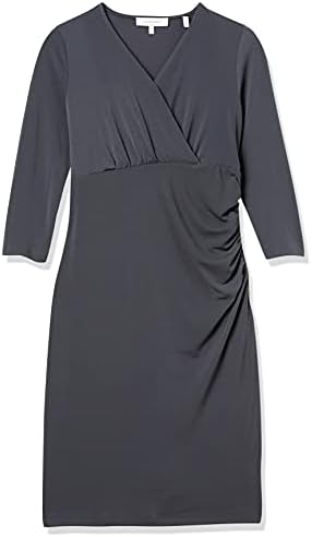 Lark & Ro Женски креповое трикотажное рокля Cross-Over Empire Wrap Dress
