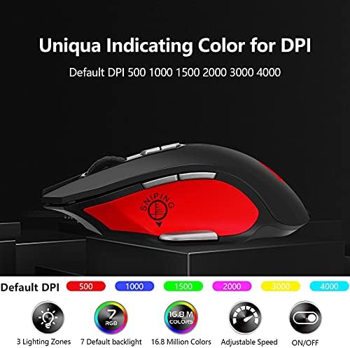 ВОДА Gaming Mouse Жичен Высокочувствительная Ергономична и Устойчив на пот RGB подсветката Real 500-4000 DPI Регулируема