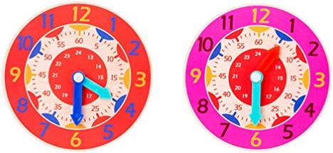 NUOBESTY 2 бр. Времето Часовници Образователна играчка Дървена Номер Часовници Блокове Деца за Ранно Обучение на Образователни