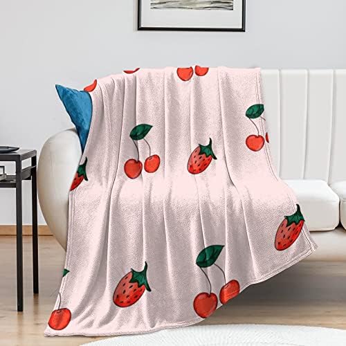 Akdeps Sweet Strawberries Cherries and Funny Blanket Anti-Pilling and Микрофибър Хвърли Blanket for Adults and Children
