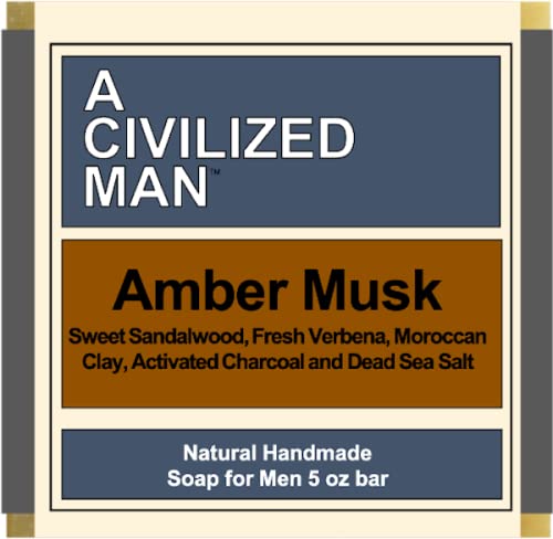 A Civilized Man Soaps for Men | Amber Musk Scent |5oz Soap Bar | Hand-Made | Cold-Process