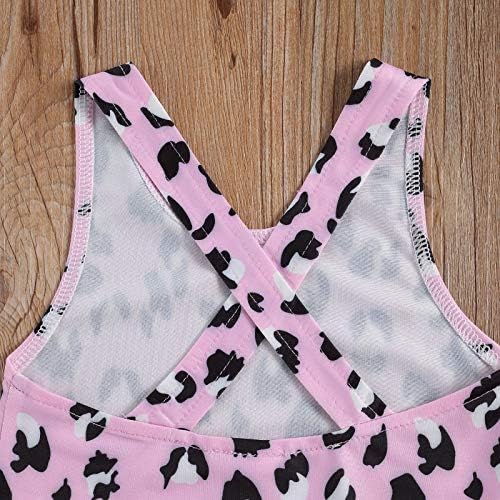 Mieeyali Baby Girls One Piece Swimsuit Leopard-Print Ruffled без гръб Swimsuit Monokini Bathing Suit (розово, 18-24 месеца)